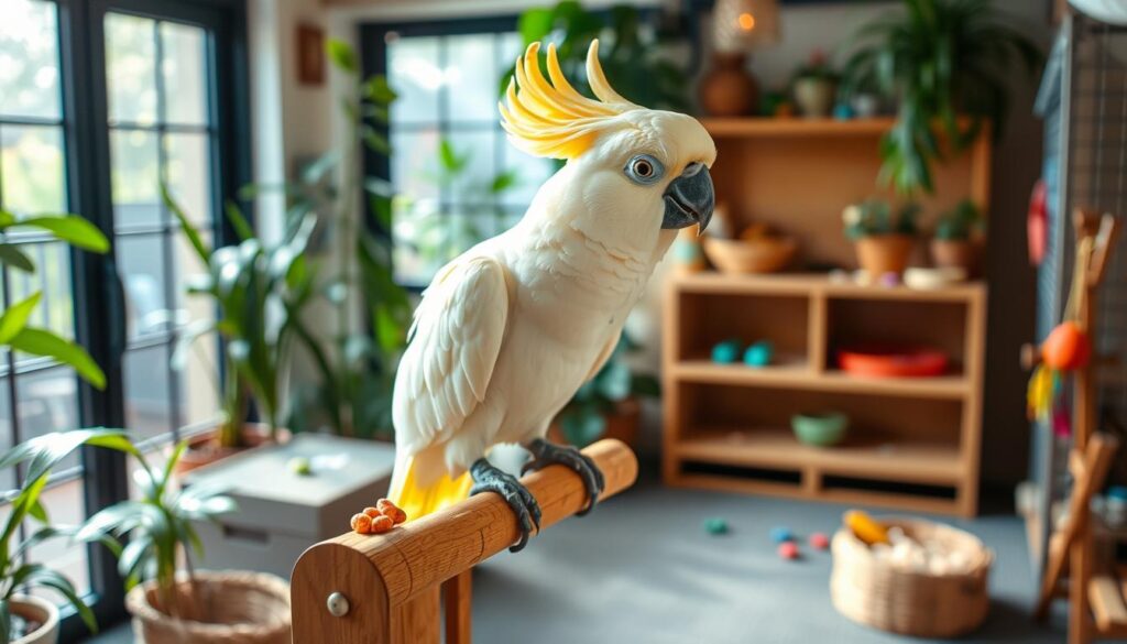 training sulphur crested cockatoo